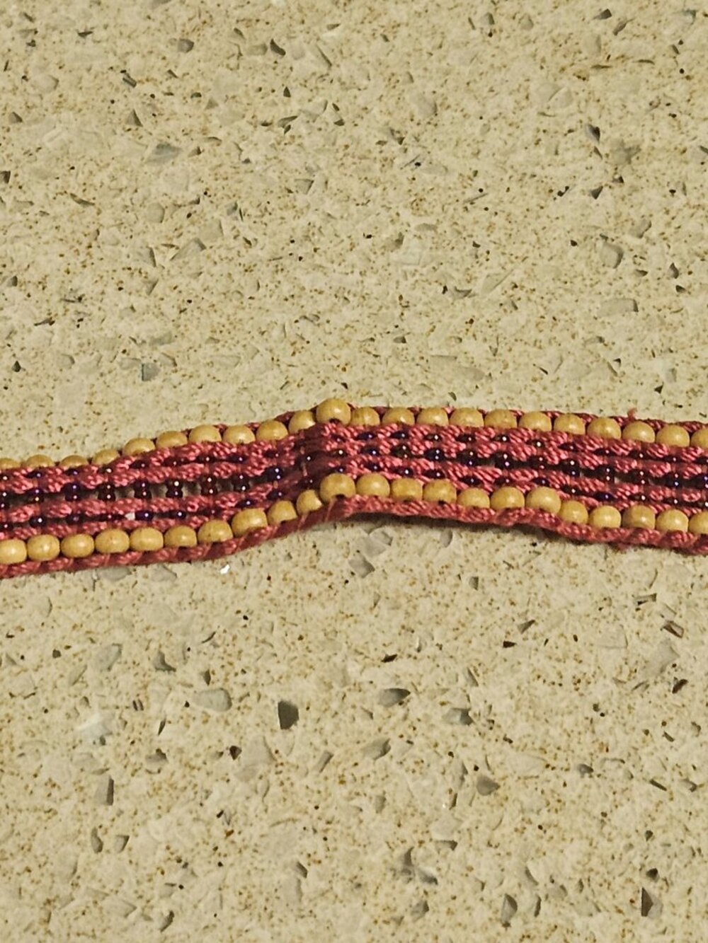 Hand-Beaded Woven Pink Bracelet - 8"